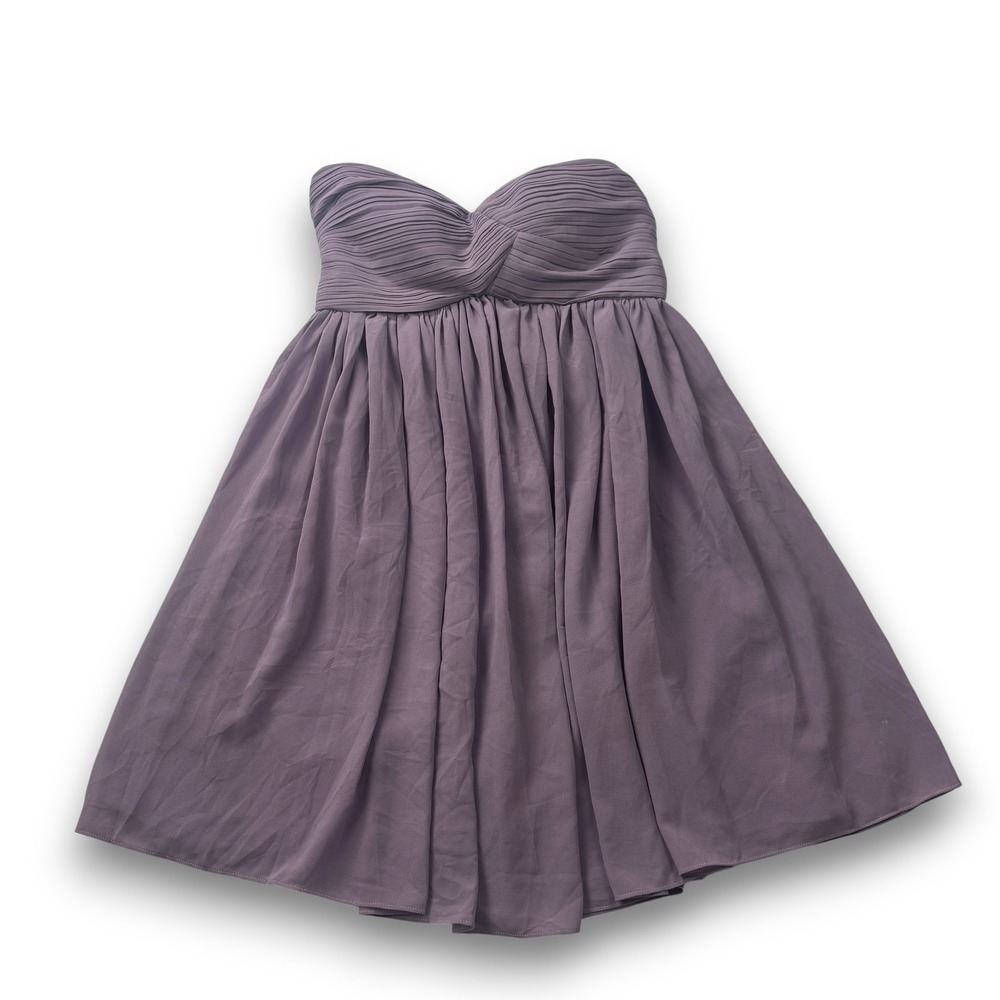 Lily Womens Strapless Sweetheart Pleated Chiffon Mini Dress Lavender Purple S